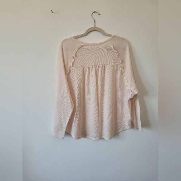 89th & Madison Blush Pink Ribbed Pullover Shirt Oversized Ruffle Balletcore L - Picture 7 of 9